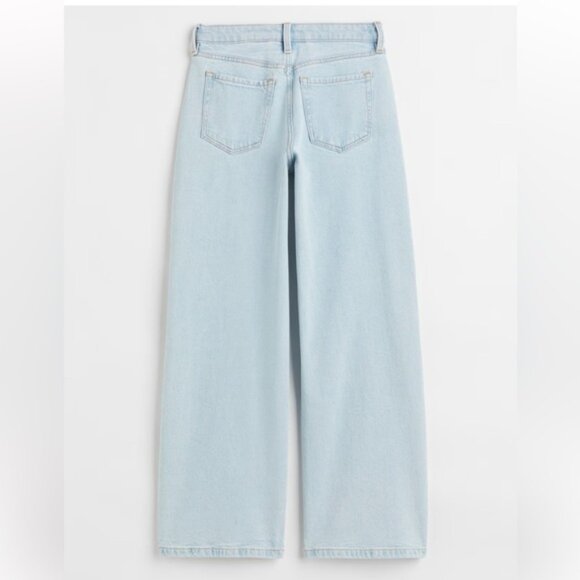 H&M Girl’s WIDE HIGH JEANS Light Denim Blue - Picture 2 of 10